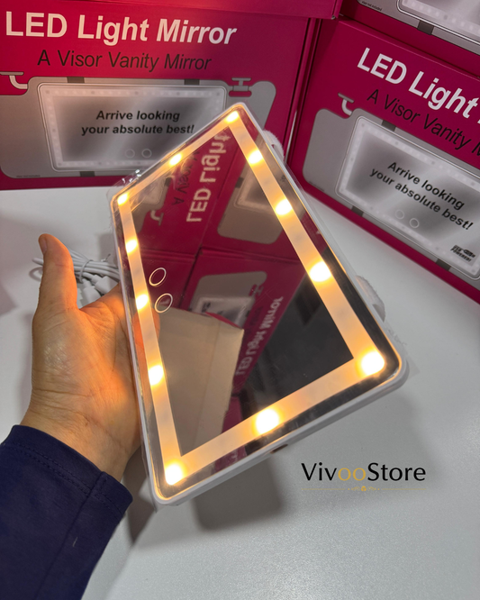 ESPEJO CON LUZ LED RECARGABLE PARA AUTO